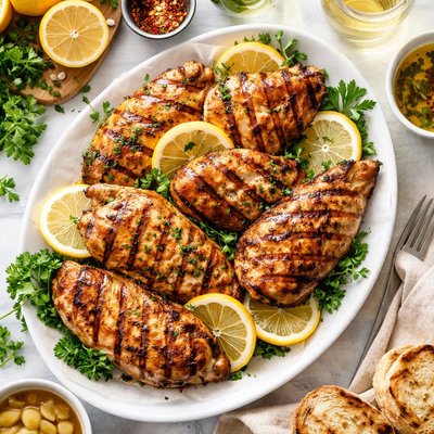 Image of Marinated Grilled Chicken with White Wine Garlic and Lemon