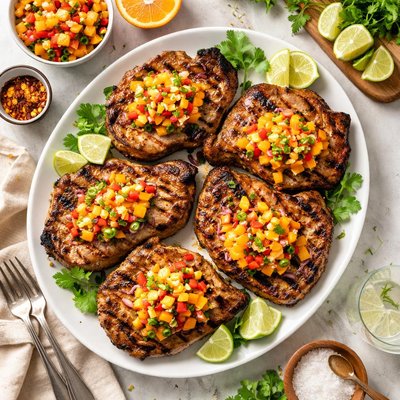 Image of Marinated Grilled Pork Chops with Orange Salsa