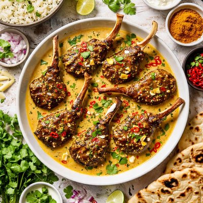 Image of Marinated Lamb Popsicles with Fenugreek Cream Curry
