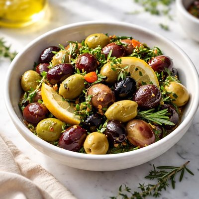 Image of Marinated Olives with Lemon and Fresh Herbs