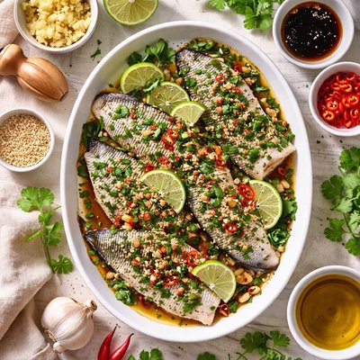 Image of Marinated Sea Bass with Cilantro and Ginger