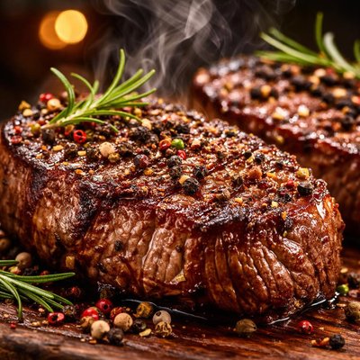 Image of Marinated Steaks with Beer and 4 Peppers
