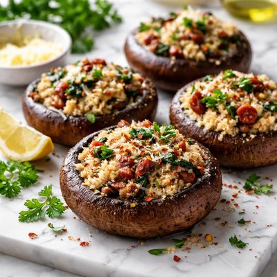 Image of Marinated Stuffed Portabella Mushrooms