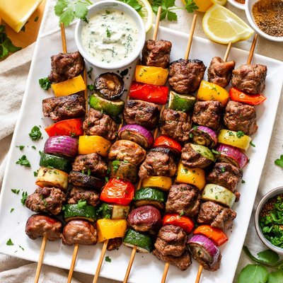 Image of Marinated Veggie Beef Kabobs