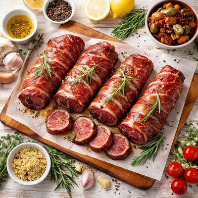 Image of Marinated Venison Tenderloin Wrapped in Prosciutto