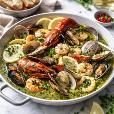 Image of Mariscada En Salsa Verde Seafood Stew in Green Sauce