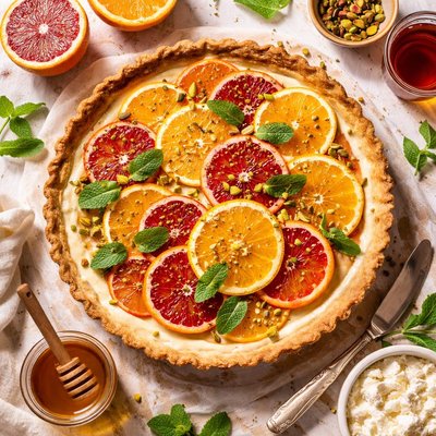 Image of Marsala Cheese Tart with Oranges