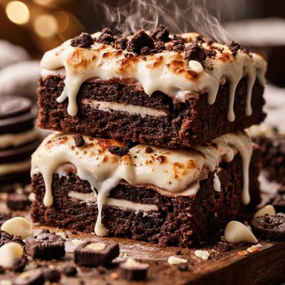 Image of Marshmallow White Chocolate Covered Oreo Brownies