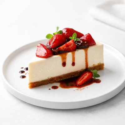Image of Mascarpone Cheesecake with Balsamic Strawberries