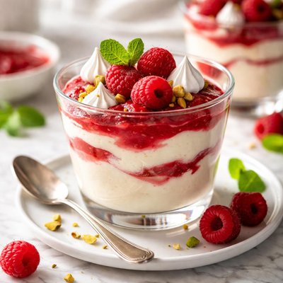 Image of Mascarpone Dessert with Raspberry Puree