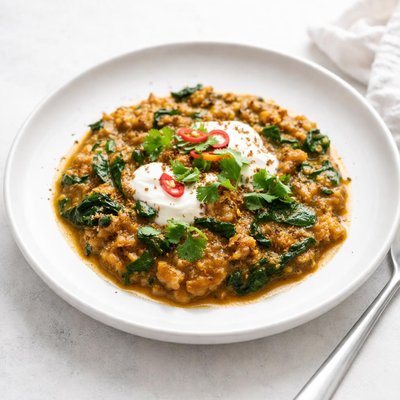 Image of Mashed Aubergine and Spinach Curry Recipe