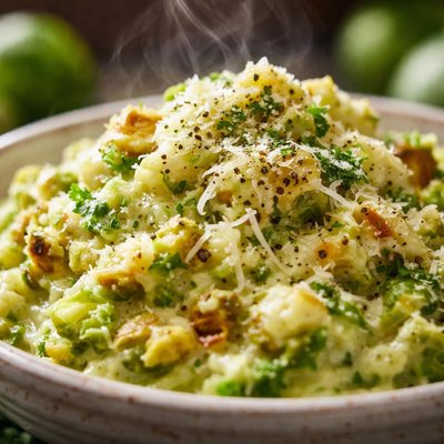 Image of Mashed Brussels Sprouts with Parmesan and Cream