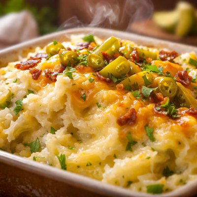 Image of Mashed Potato Casserole with Garlic and Green Chile