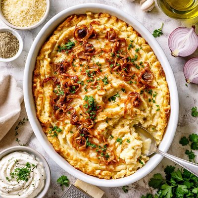 Image of Mashed Potato Gratin with Garlic and Onions