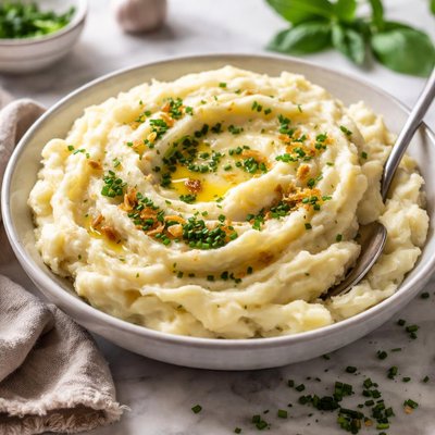 Image of Mashed Potatoes with Garlic Basil and Chives