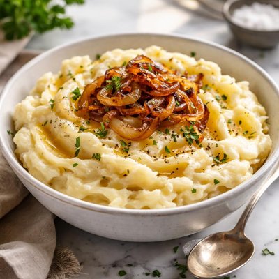 Image of Mashed Potatoes with Parsnips and Caramelized Onions