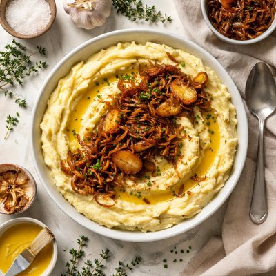 Image of Mashed Potatoes with Roasted Garlic and Caramelized Onions