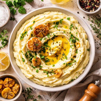 Image of Mashed Potatoes with Roasted Garlic and Herbs
