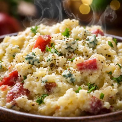 Image of Mashed Red Potatoes with Gorgonzola Cheese
