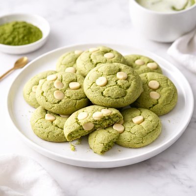 Image of Matcha Green Tea Vanilla Cookies Recipe