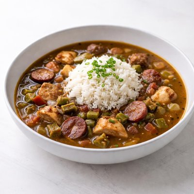 Image of Mean Chef Chicken Andouille Ham and Okra Gumbo