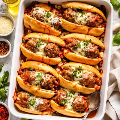 Image of Meatball Subs in a Pan Casserole