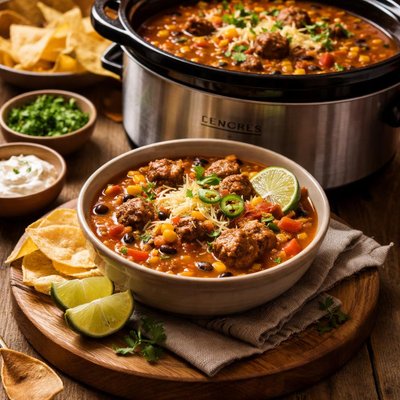 Image of Meatball Taco Soup Crockpot