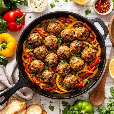 Image of Meatballs and Mixed Peppers