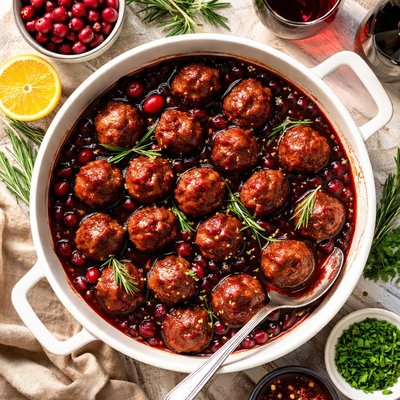 Image of Meatballs in Cranberry and Pinot Noir Sauce