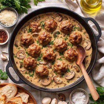 Image of Meatballs in Rich Mushroom Sauce