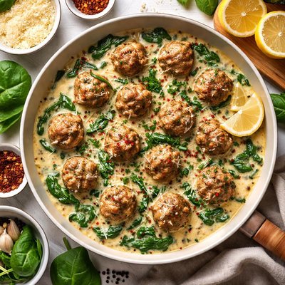 Image of Meatballs with Creamy Spinach Sauce
