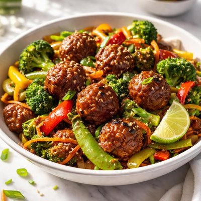 Image of Meatless Meatball Stir Fry