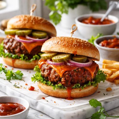 Image of Meatloaf Burgers with Tangy Tomato Sauce