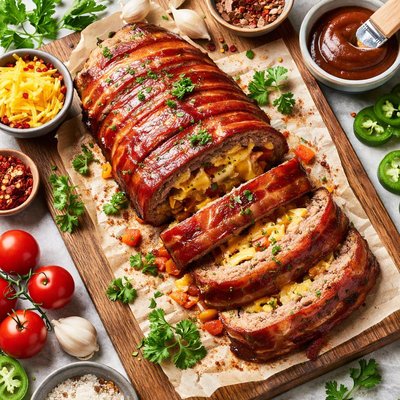 Image of Meatloaf with Cheese and Bacon and a Bit of a Bite