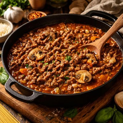 Image of Meaty Mushroom Spaghetti Sauce