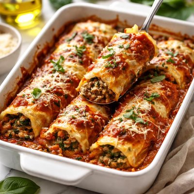 Image of Meaty Spinach Manicotti