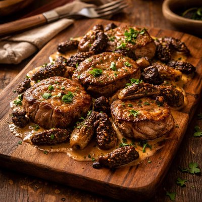 Image of Medallions of Veal with Wild Morel Mushrooms