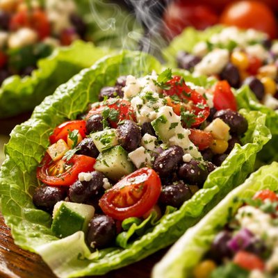 Image of Mediterranean Black Bean Lettuce Wraps