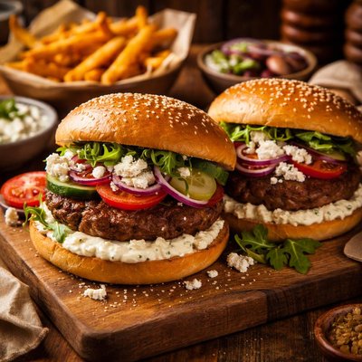 Image of Mediterranean Burgers with Feta Cheese