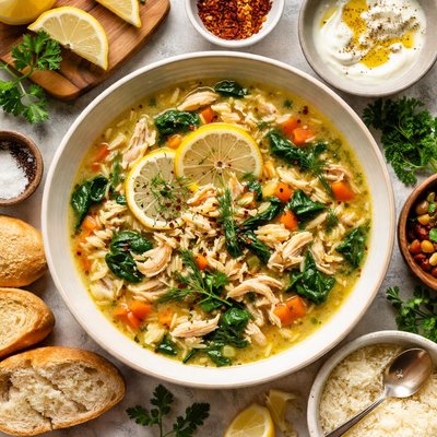 Image of Mediterranean Chicken and Lemon Soup