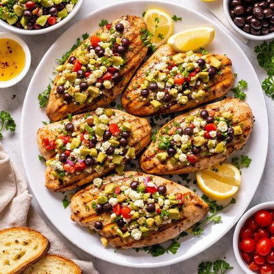 Image of Mediterranean Chicken Breasts with Avocado Tapenade