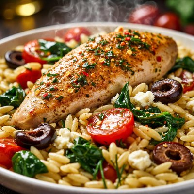 Image of Mediterranean Chicken W Rosemary Orzo