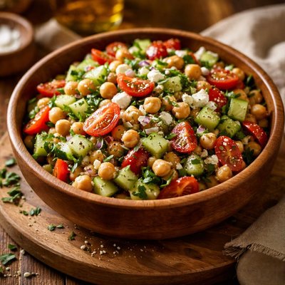 Image of Mediterranean Chickpea Cucumber and Tomato Salad