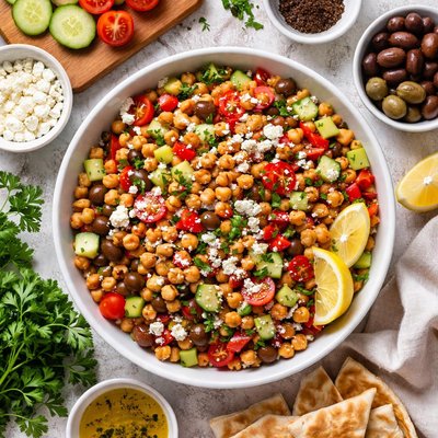 Image of Mediterranean Chickpeas Garbanzo Beans with Vegetables
