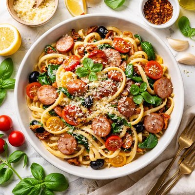 Image of Mediterranean Fettuccine with Sausage