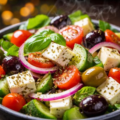 Image of Mediterranean Greek Salad Good for Travel and Good to Eat