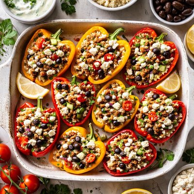 Image of Mediterranean Lamb and Couscous Stuffed Bell Peppers