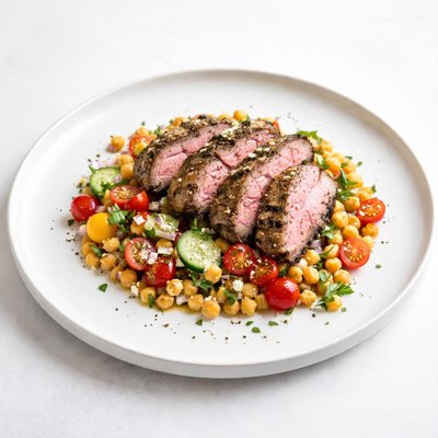 Image of Mediterranean Lamb on Chickpea and Tomato Salad