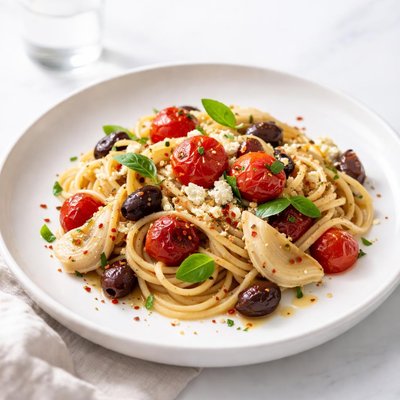 Image of Mediterranean Pasta with Fire Roasted Tomatoes