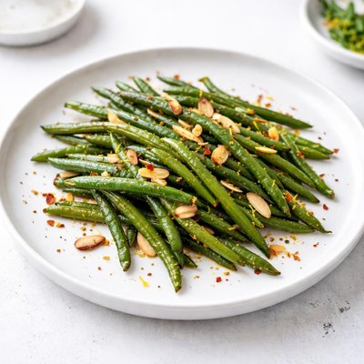 Image of Mediterranean Roasted Green Beans with Slivered Almonds